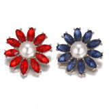 20MM design snap Silver Plated With rhinestones and pearl charms snaps jewerly
