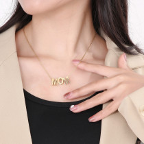 Stainless Steel MOM Letter Pendant Necklace Mother's Day Gift
