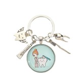 Keychain Pendant Teeth Glass Toothbrush Toothpaste Keyring