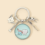 Keychain Pendant Teeth Glass Toothbrush Toothpaste Keyring