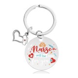 Nurse's Day Stainless Steel Round Plate Color Printing Key Chain