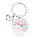 Nurse's Day Stainless Steel Round Plate Color Printing Key Chain
