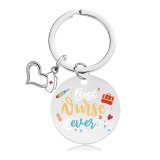 Nurse's Day Stainless Steel Round Plate Color Printing Key Chain
