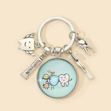 Keychain Pendant Teeth Glass Toothbrush Toothpaste Keyring