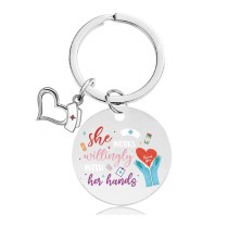 Nurse's Day Stainless Steel Round Plate Color Printing Key Chain