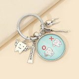 Keychain Pendant Teeth Glass Toothbrush Toothpaste Keyring