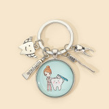 Keychain Pendant Teeth Glass Toothbrush Toothpaste Keyring