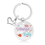 Nurse's Day Stainless Steel Round Plate Color Printing Key Chain