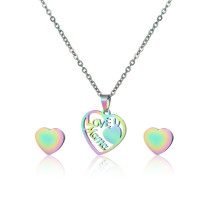 Stainless steel Mother's Day earrings necklace set