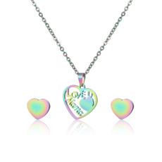 Stainless steel Mother's Day earrings necklace set