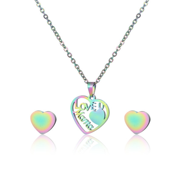Stainless steel Mother's Day earrings necklace set