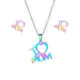 Stainless steel Mother's Day earrings necklace set