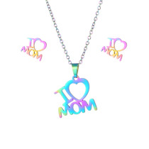 Stainless steel Mother's Day earrings necklace set