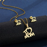 Stainless steel Mother's Day earrings necklace set