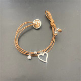 Loving multi-layer leather alloy woven bracelet