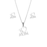 Stainless steel Mother's Day earrings necklace set