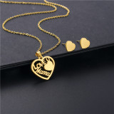 Stainless steel Mother's Day earrings necklace set