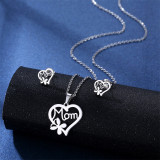 Stainless steel Mother's Day earrings necklace set