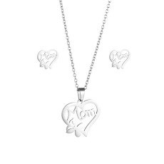 Stainless steel Mother's Day earrings necklace set