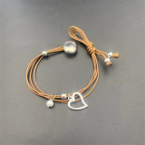 Loving multi-layer leather alloy woven bracelet
