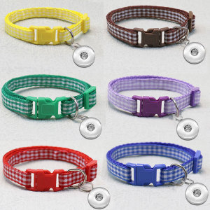 Pet check collar fit 20MM Snaps button jewelry wholesale