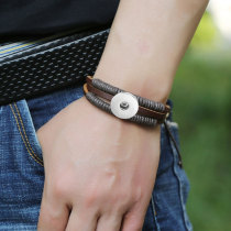 20MM Snaps button jewelry wholesale Vintage woven cow leather bracelet
