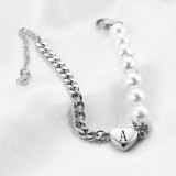Stainless steel love pearl laser bracelet with 26 English letters