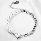 Stainless steel love pearl laser bracelet with 26 English letters