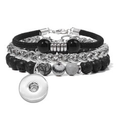 Natural Stone Beads Stainless Steel Chain Combination Set fit  20MM Snaps button jewelry wholesale