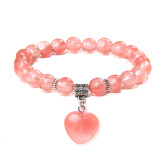 Natural Stone Love Pendant Elastic Bracelet