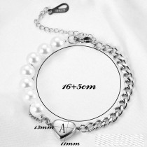Stainless steel love pearl laser bracelet with 26 English letters