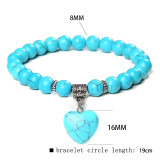 Natural Stone Love Pendant Elastic Bracelet