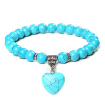 Natural Stone Love Pendant Elastic Bracelet