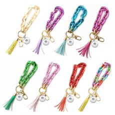 High gloss plastic key chain color bracelet bright acrylic bracelet fit  20MM Snaps button jewelry wholesale