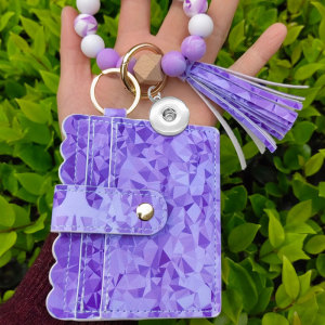 Blue and White Porcelain Silicone Bead Bracelet Fragmented Flower Card Bag Diamond Geometric Wallet Keychain fit  20MM Snaps button jewelry wholesale