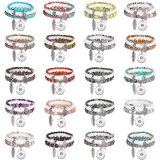 Bohemian Natural Stone Agate Bead Elastic Bracelet fit  20MM Snaps button jewelry wholesale