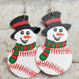 Christmas Snowman Leather Earrings Sports Football Baseball Football Volleyball Student Teacher Earrings