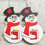 Christmas Snowman Leather Earrings Sports Football Baseball Football Volleyball Student Teacher Earrings