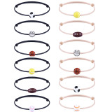 Ball Bracelet Handwoven Wax Thread Baseball Football Basketball Volleyball Adjustable Bracelet