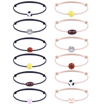 Ball Bracelet Handwoven Wax Thread Baseball Football Basketball Volleyball Adjustable Bracelet