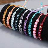 Handwoven waterproof wax thread bracelet Bohemian crystal bracelet