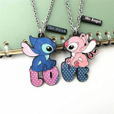Stitch Angel Good Friend Couple Splice love Necklace Keychain