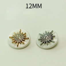 12MM Snow inlaid diamond metal imitation shellfish resin snap button charms