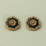 23MM Metal Flower Drop Oil Black and White snap button charms