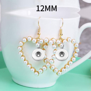 Love Pearl Earrings fit 12MM Snaps button jewelry wholesale