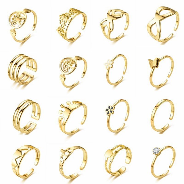 Stainless steel adjustable ring with opening