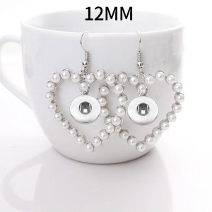 Love Pearl Earrings fit 12MM Snaps button jewelry wholesale