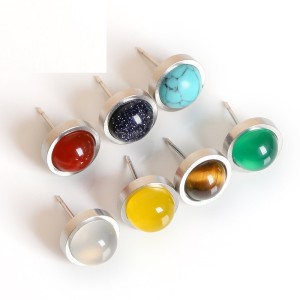 Stainless steel natural stone earrings