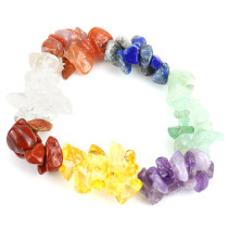 Natural Colorful Crystal Irregular Crushed Stone Double Layer Woven Cross Elastic Bracelet