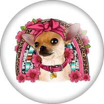 20MM Dog dairy cattle Print glass snap button charms